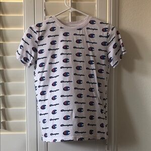 Champion Kids' White and Blue Logo Tee